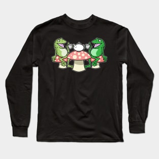 Cottagecore Aesthetic Frog Tea Time Fairycore Long Sleeve T-Shirt